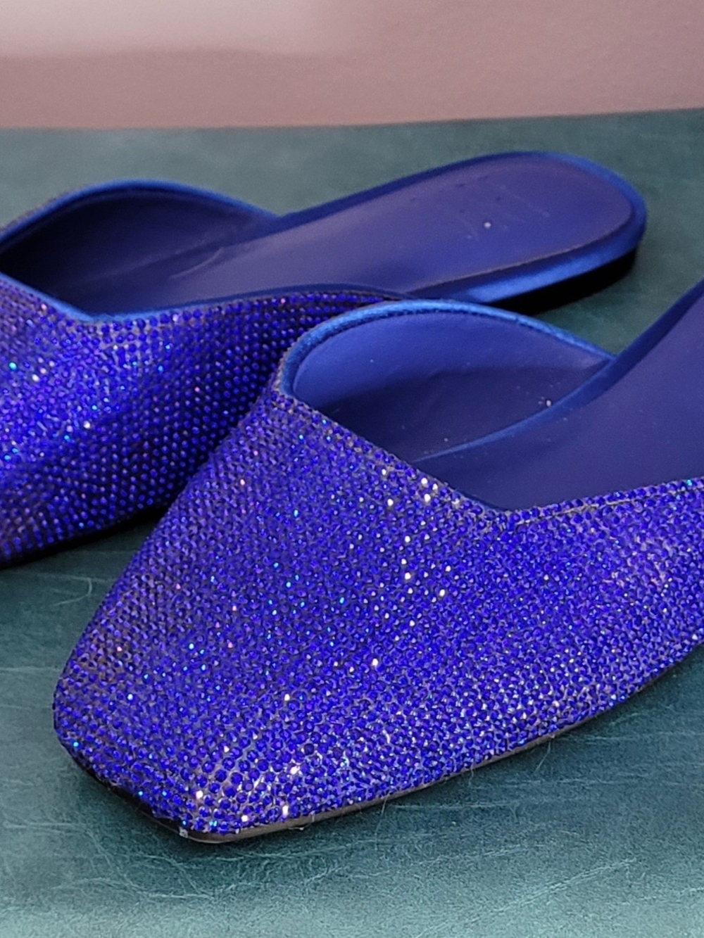 INC International Concepts Royal Blue Crystal Slip-On Mules